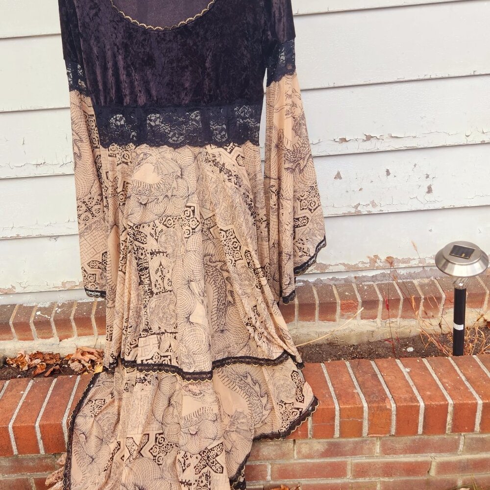 So unique - Lovely Lacey Long Velvet & Crepe-like material fun to wear
